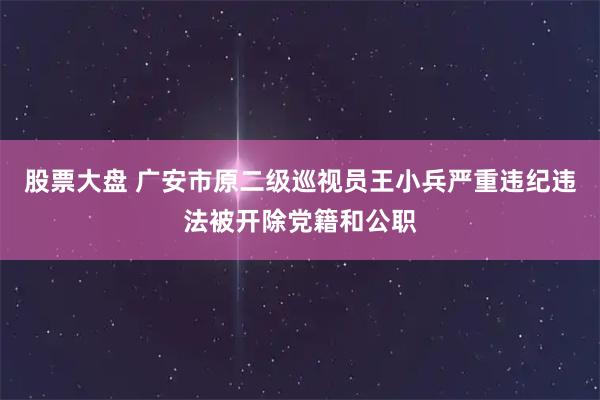股票大盘 广安市原二级巡视员王小兵严重违纪违法被开除党籍和公职